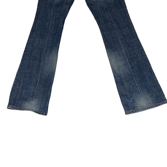 Escada Vintage Y2K Embellished Rhinestone Low Rise Flared Distressed Jeans - 8 - Picture 9 of 14